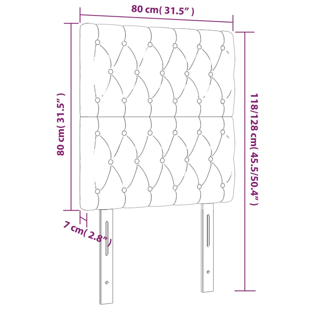 vidaXL sengegavl med LED-lys 80x7x118/128 cm stof lysegrå