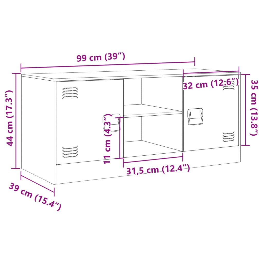 vidaXL tv-bord 99x39x44 cm stål olivengrøn