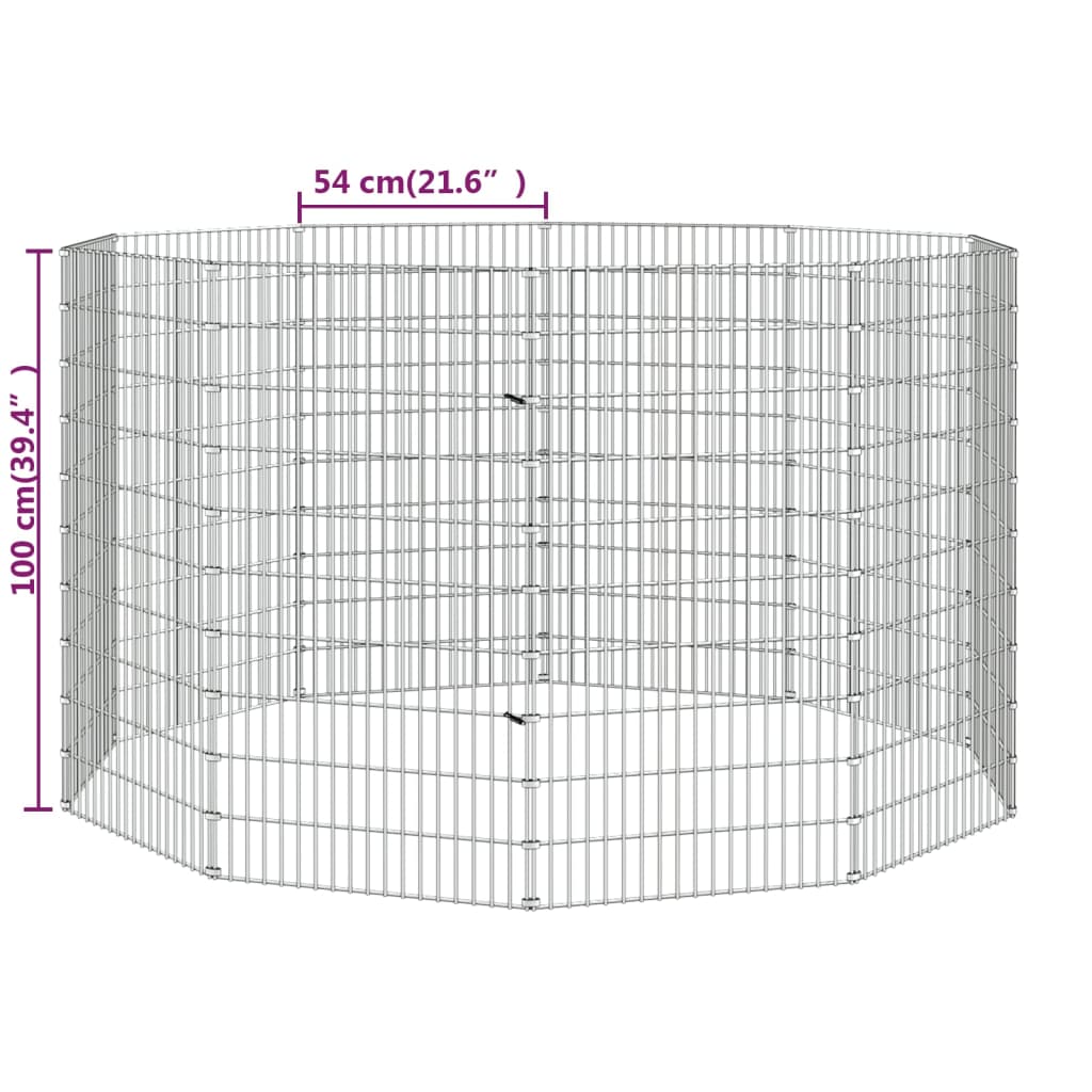 vidaXL kæledyrsindhegning 54x100 cm 10 paneler galvaniseret jern