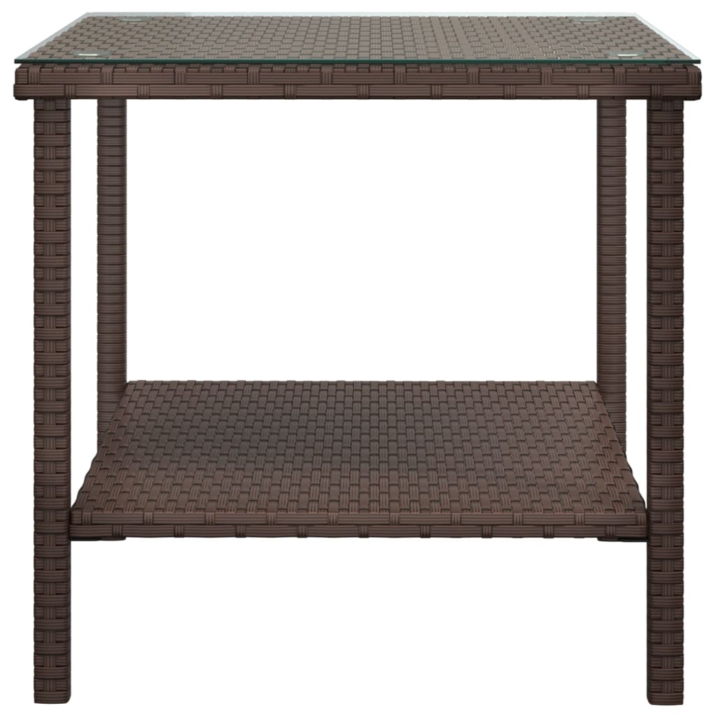 vidaXL sidebord 45x45x45 cm polyrattan og hærdet glas brun