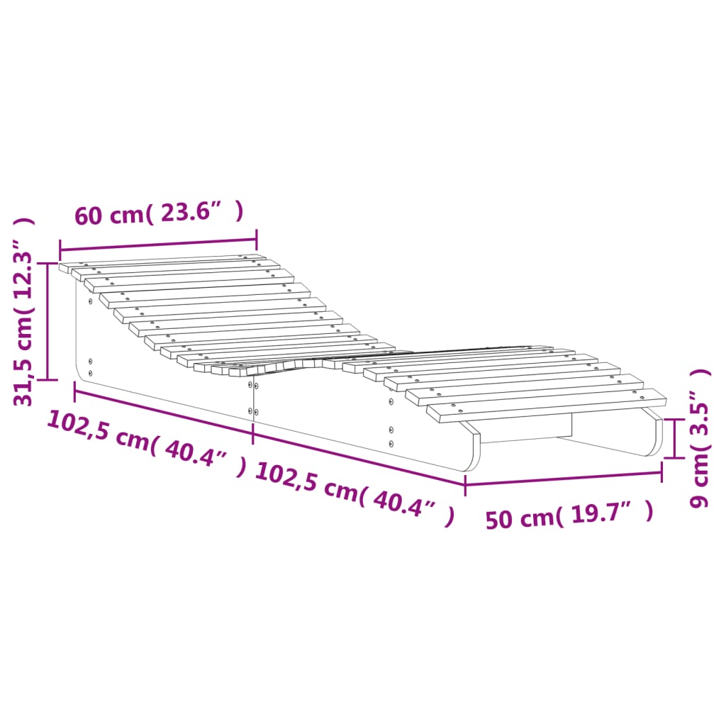 vidaXL liggestole 2 stk. 205x60x31,5 cm massivt fyrretræ