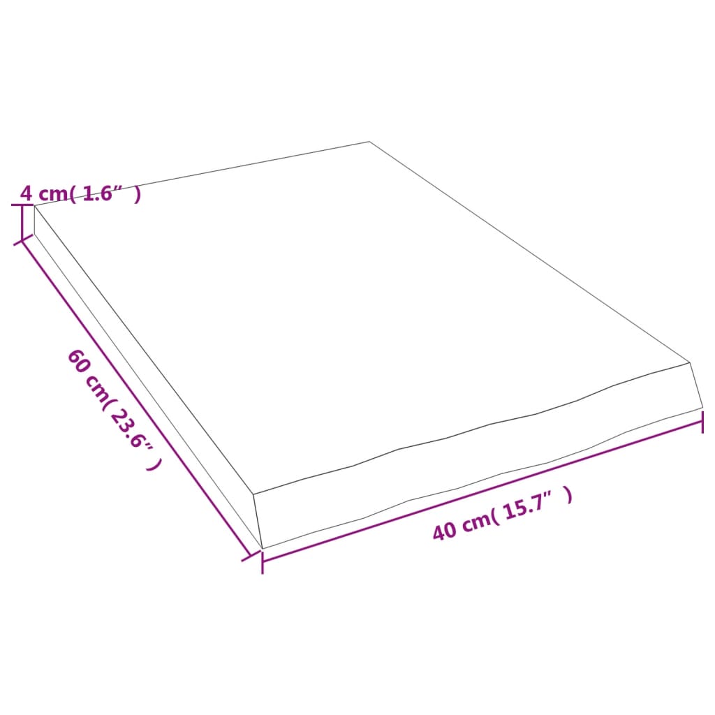 vidaXL bordplade til badeværelse 40x60x(2-4) cm massivt træ ubehandlet