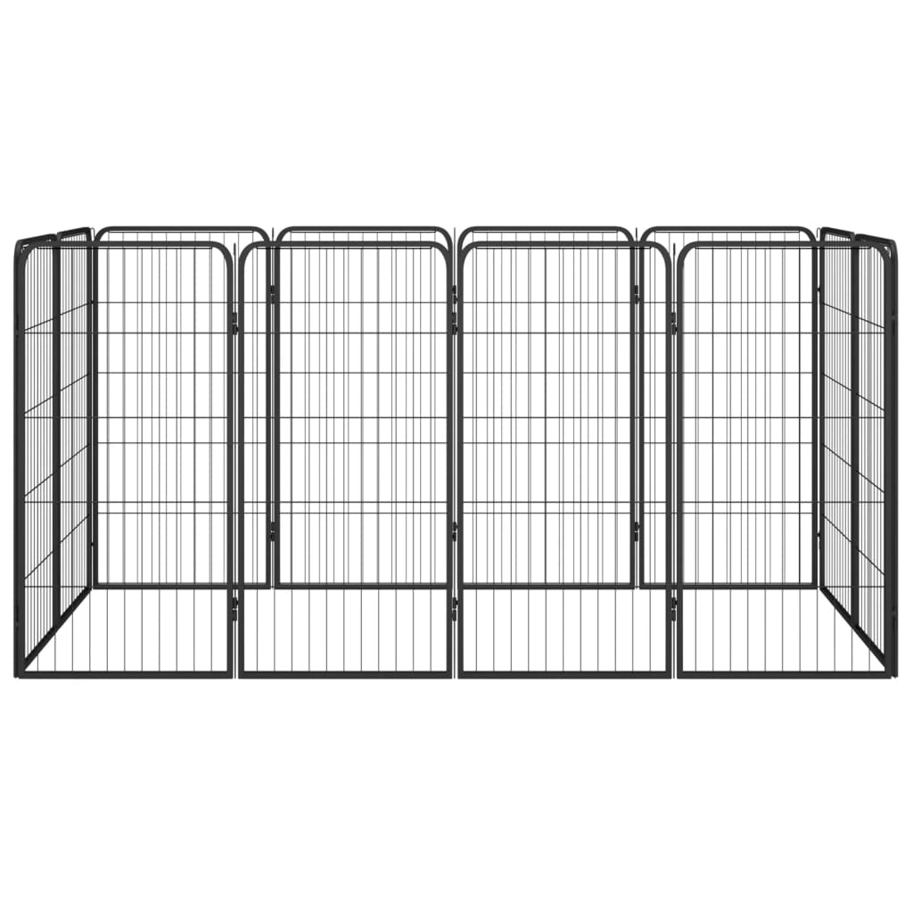 vidaXL 12-panels hundegård 50x100 cm pulverlakeret stål sort