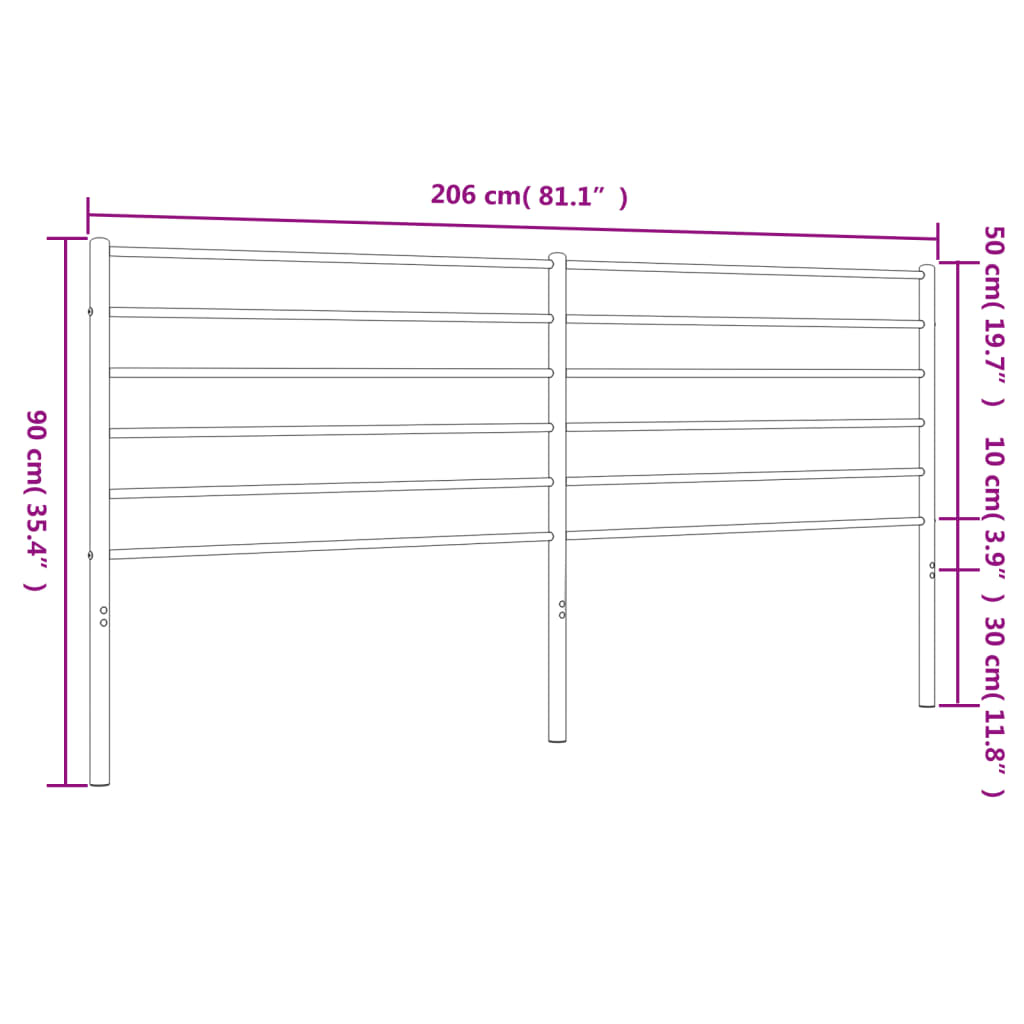 vidaXL sengegavl 200 cm metal sort