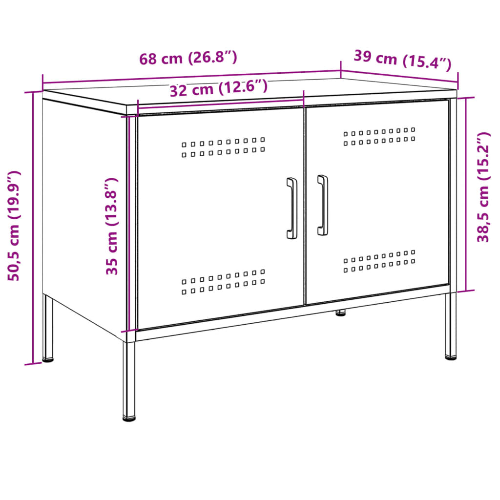 vidaXL tv-bord 68x39x50,5 cm stål lyserød