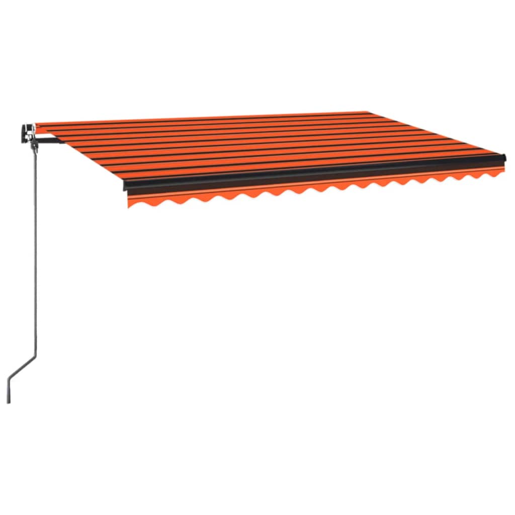 vidaXL markise m. LED-lys 450x350 cm manuel betjening orange og brun