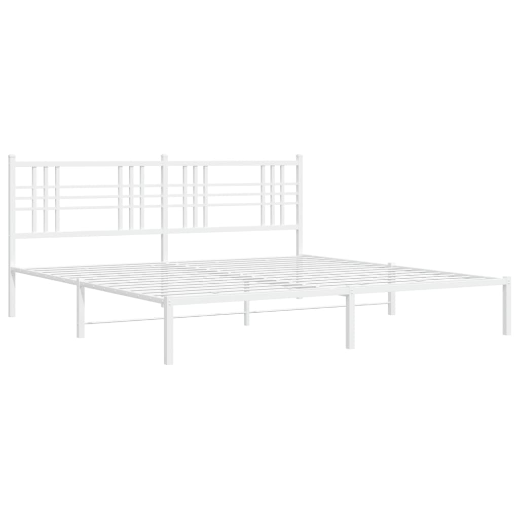 vidaXL sengeramme med sengegavl 193x203 cm metal hvid