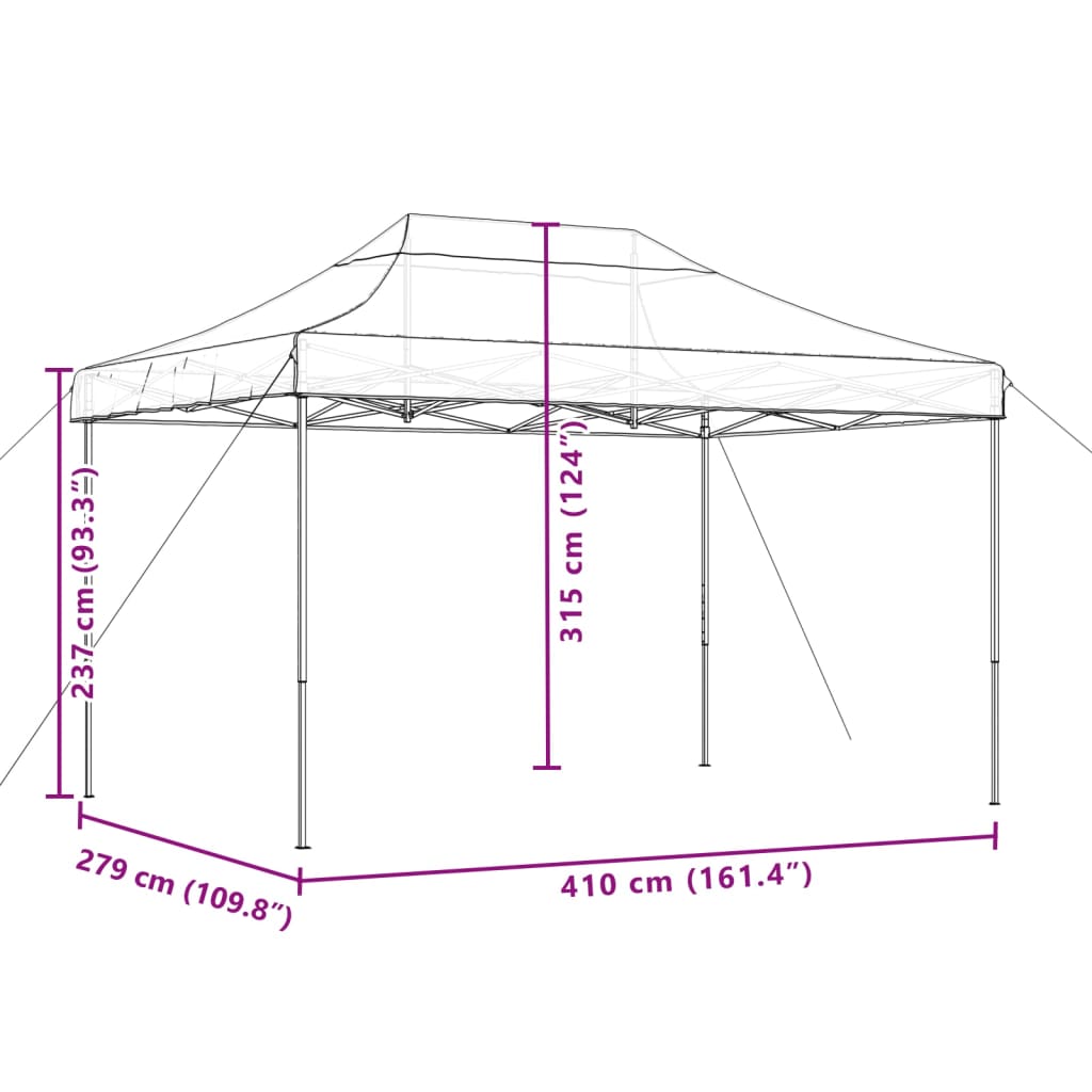 vidaXL pop op-festtelt 410x279x315 cm foldbart sort