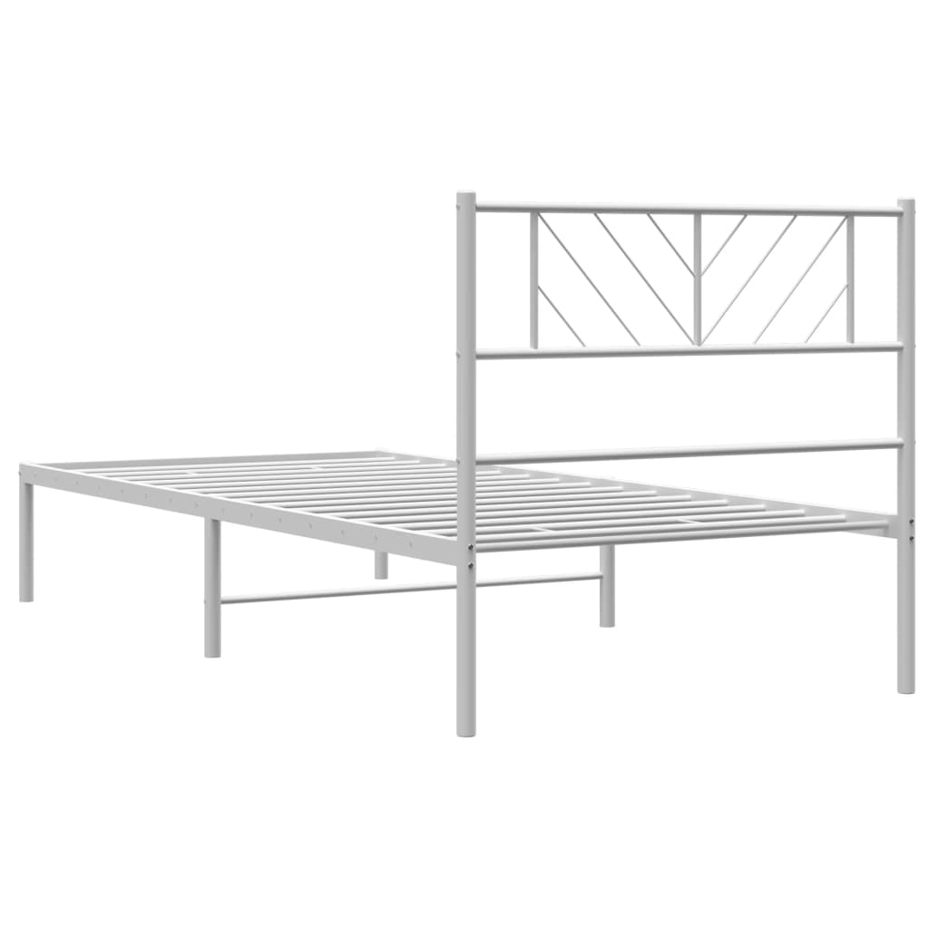 vidaXL sengeramme med sengegavl 100x190 cm metal hvid