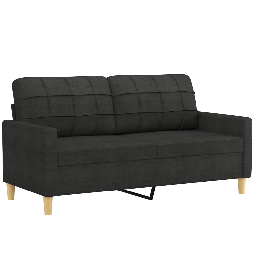 vidaXL 2-personers sofa med pyntepuder 140 cm stof sort