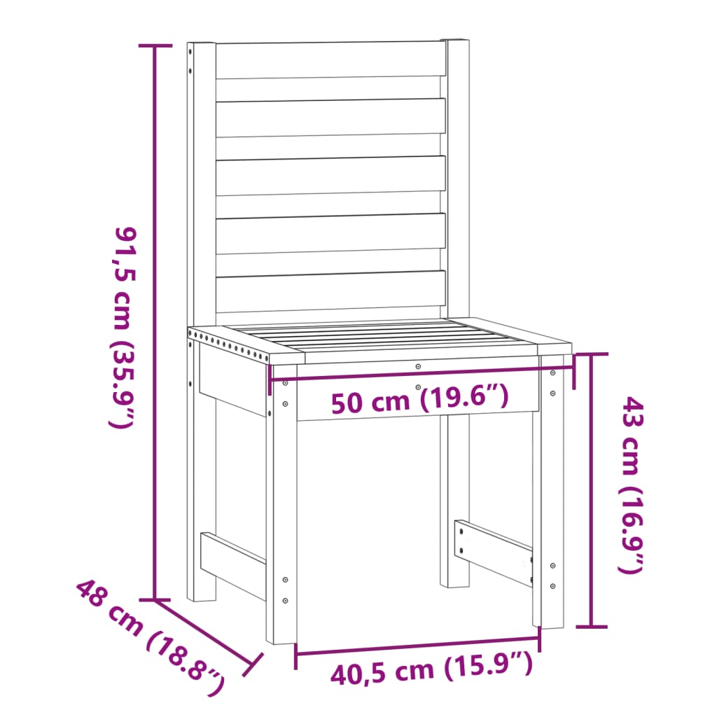 vidaXL havestole 2 stk. 50x48x91,5 cm massivt fyrretræ