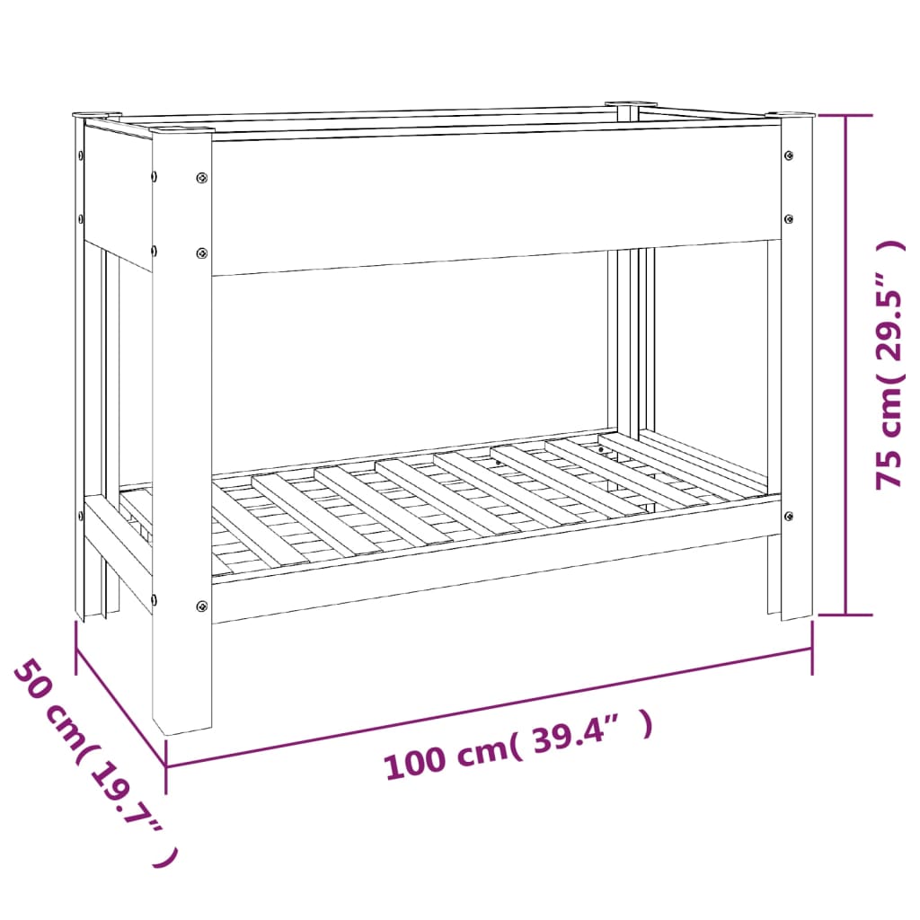 vidaXL højbed med hylde 100x50x75 cm WPC grå