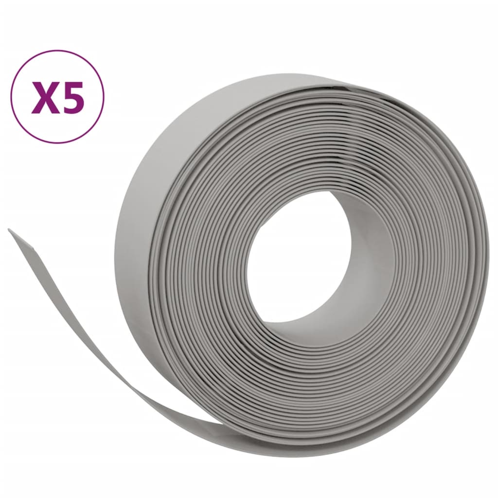 vidaXL græskanter 5 stk. 10 m 15 cm polyethylen grå