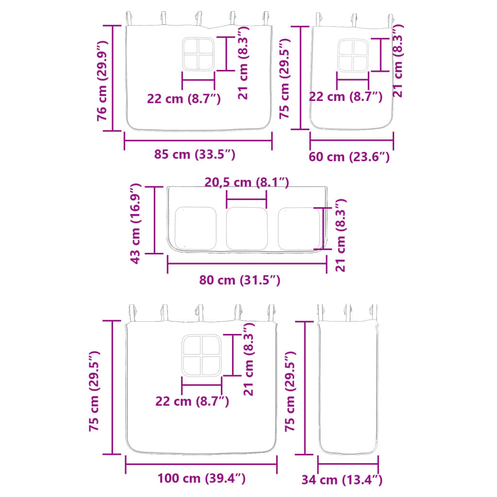 vidaXL køjeseng med rutsjebane og forhæng 80x200 cm blå