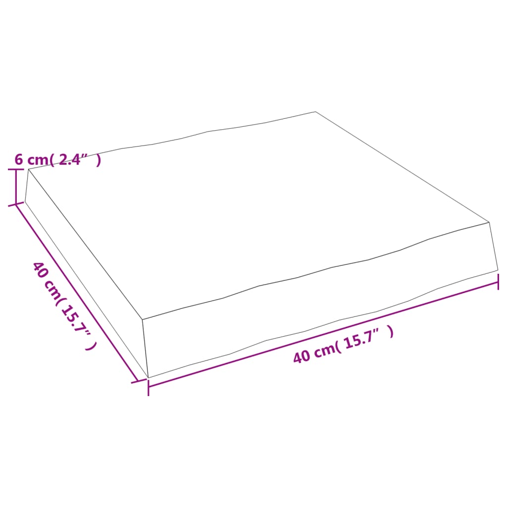 vidaXL bordplade 40x40x(2-6) cm naturlig kant behandlet træ lysebrun