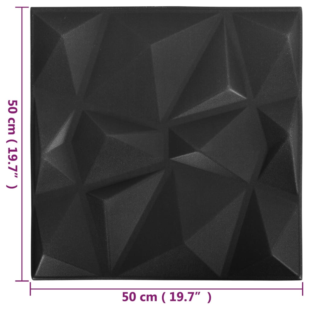 vidaXL 3D-vægpaneler 48 stk. 50x50 cm 12 m² diamantsort
