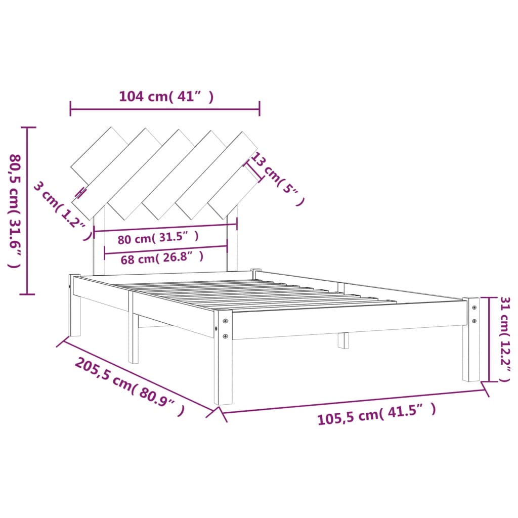 vidaXL sengeramme 100x200 cm massivt træ hvid