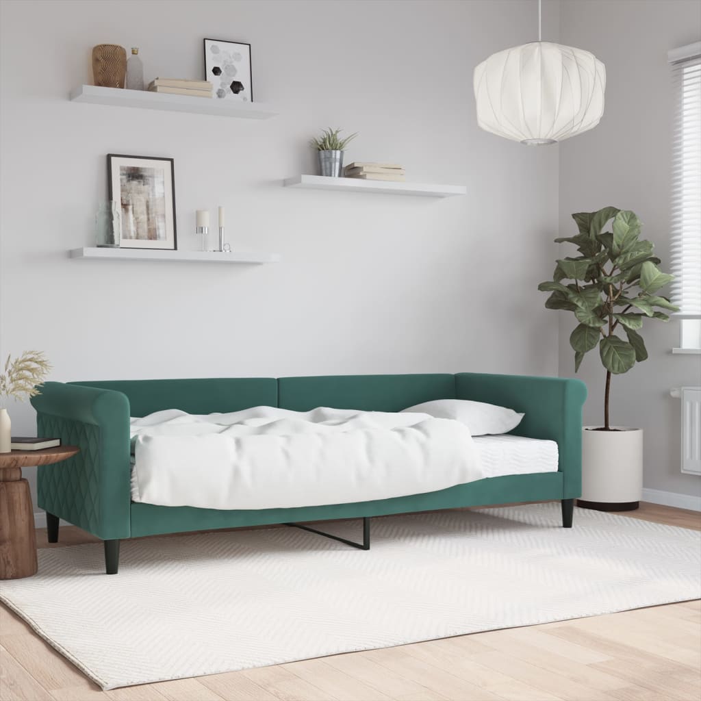 vidaXL daybed med madras 80x200 cm velour mørkegrøn