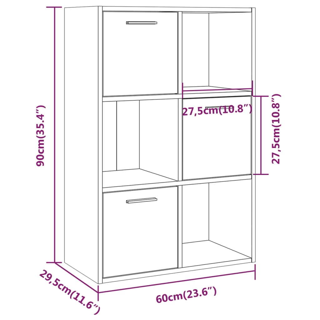 vidaXL opbevaringsskab 60x29,5x90 cm grå sonoma-eg