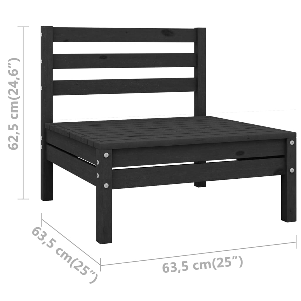 vidaXL midtermodul til havesofa massivt fyrretræ sort