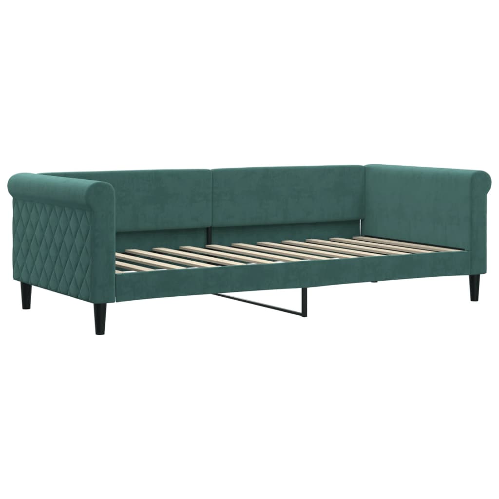 vidaXL daybed 90x200 cm velour mørkegrøn