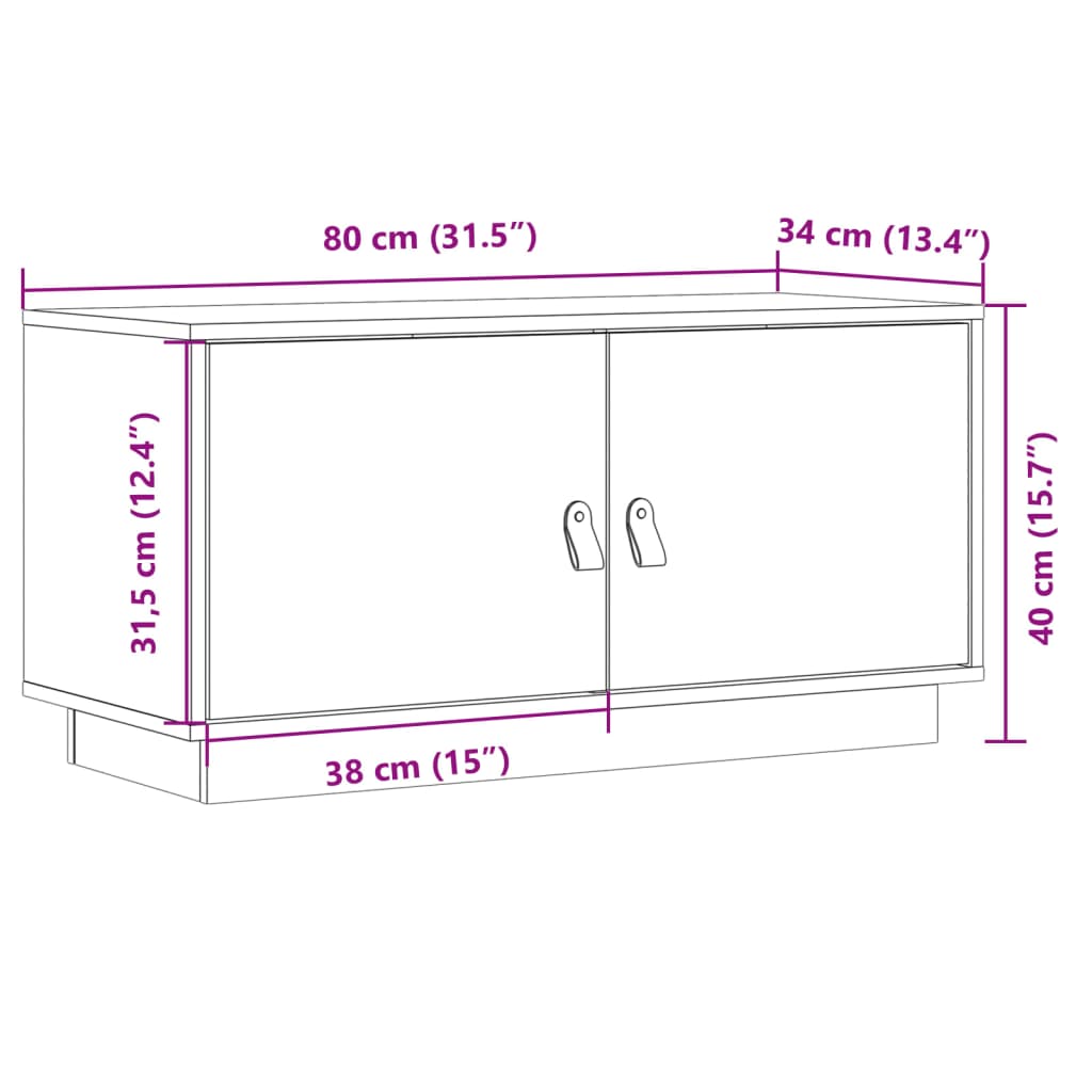 vidaXL tv-bord 80x34x40 cm massivt fyrretræ grå