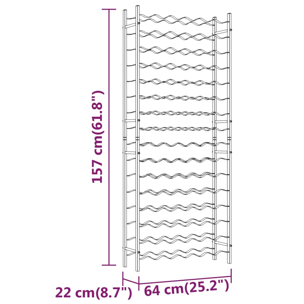 vidaXL vinreol til 96 flasker metal hvid