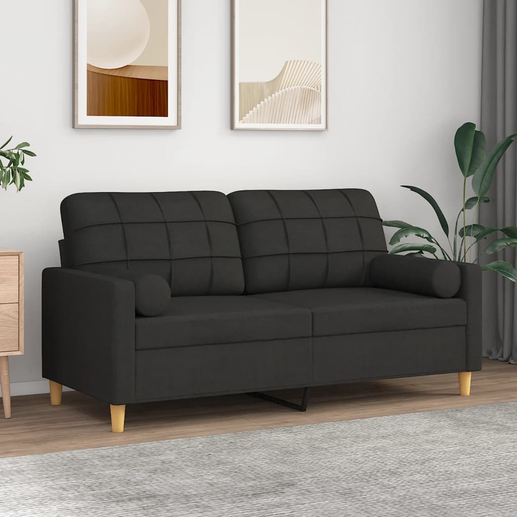 vidaXL 2-personers sofa med pyntepuder 140 cm stof sort