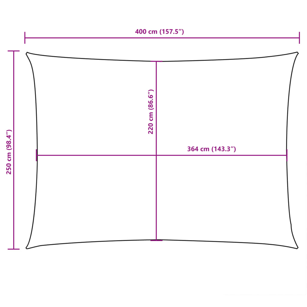 vidaXL solsejl 2,5x4 m rektangulær oxfordstof cremefarvet
