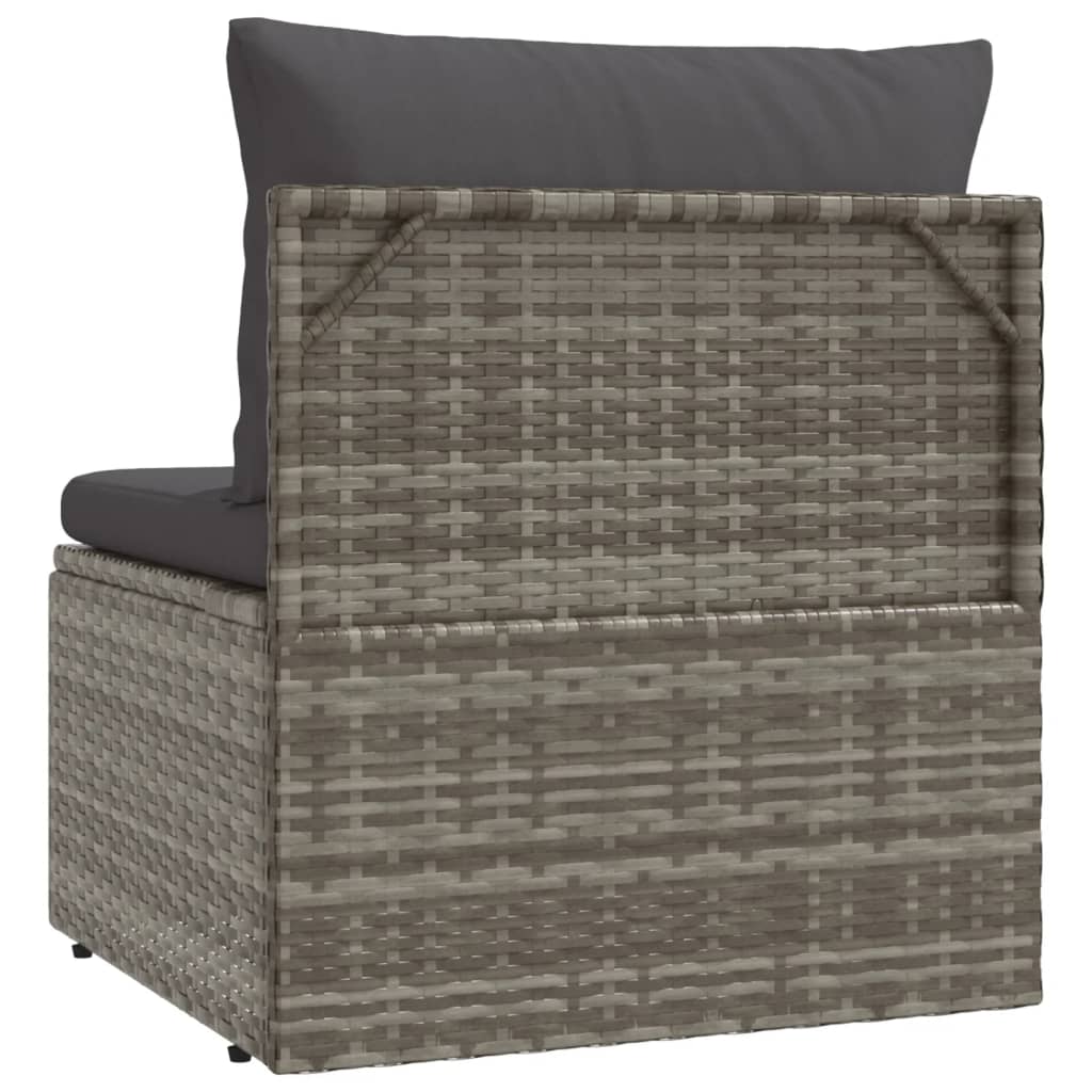 vidaXL midtermodul til havesofa med hynde 57x57x56 cm polyrattan grå