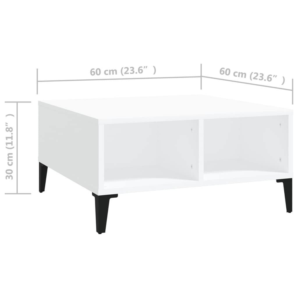 vidaXL sofabord 60x60x30 cm konstrueret træ hvid