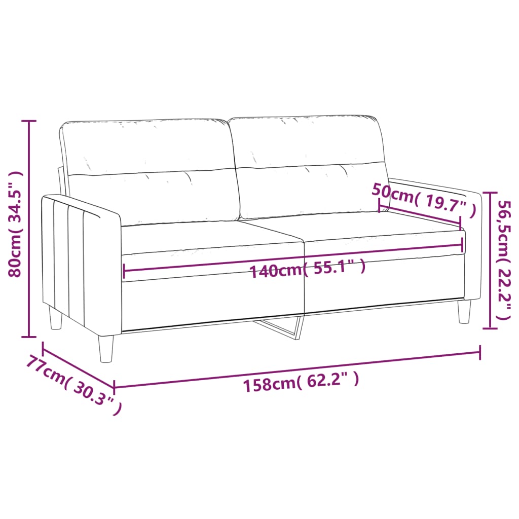 vidaXL 2-personers sofa 140 cm stof sort