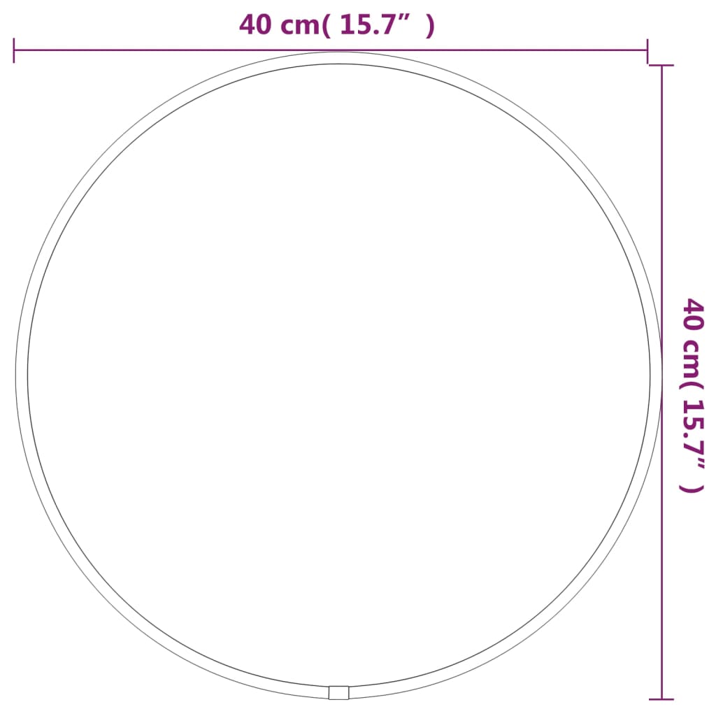 vidaXL vægspejl Ø 40 cm rundt sort