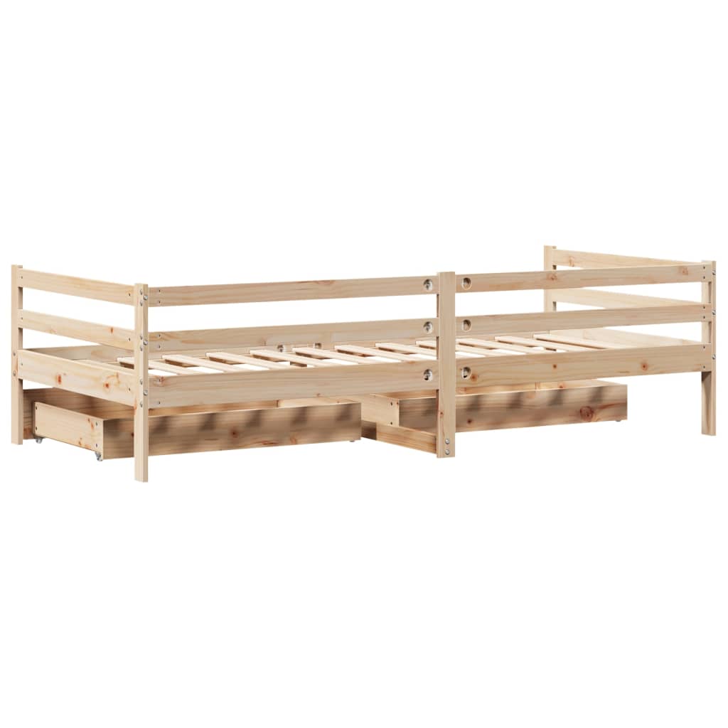 vidaXL daybed med skuffer 90x200 cm massivt fyrretræ