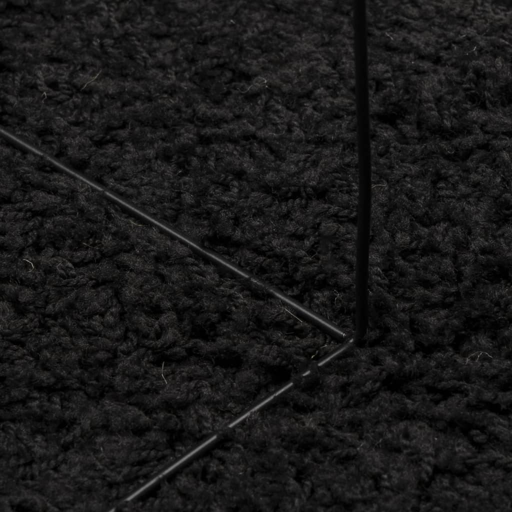 vidaXL shaggy gulvtæppe PAMPLONA Ø 280 cm høj luv sort