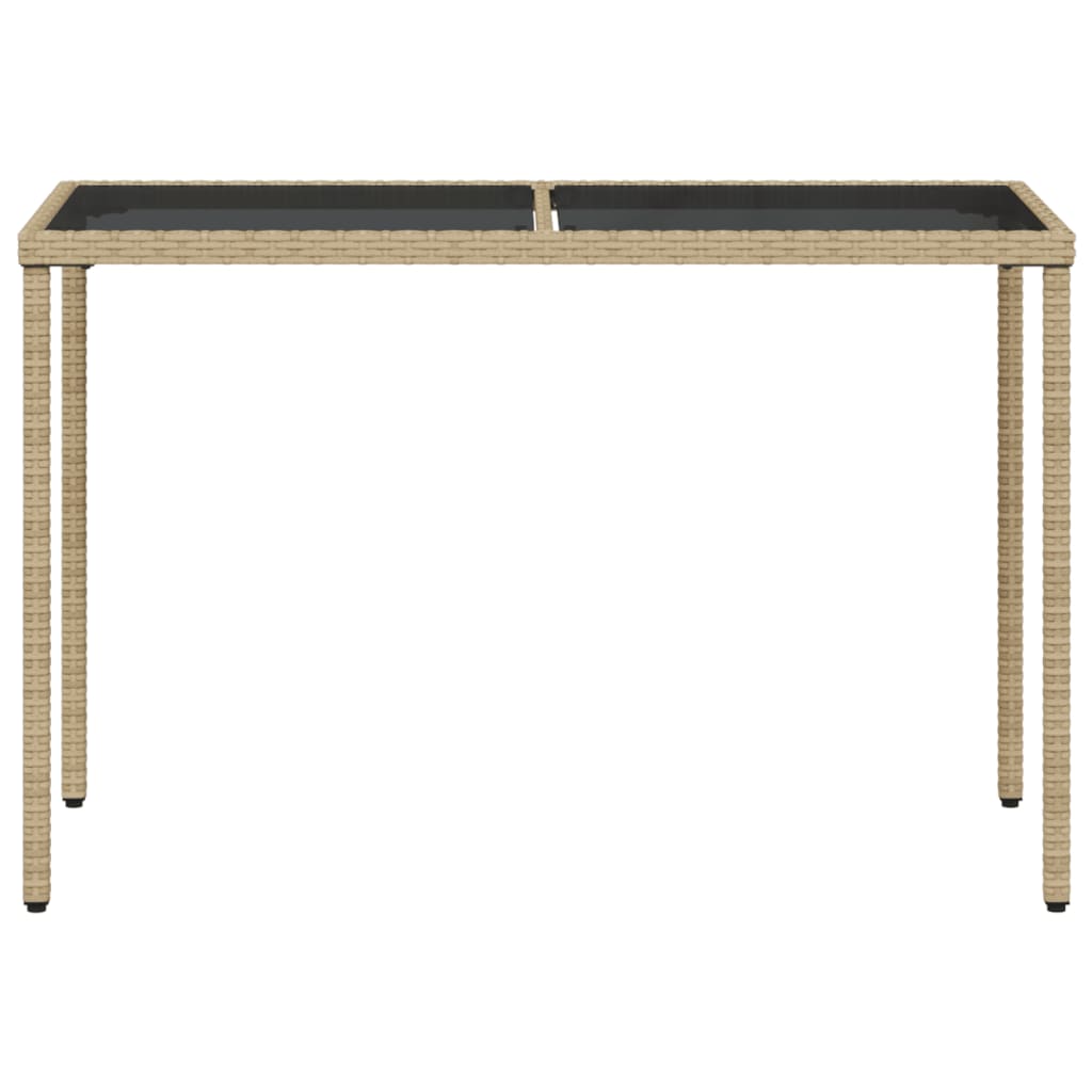 vidaXL havebord med glastop 115x54x74 cm polyrattan beige