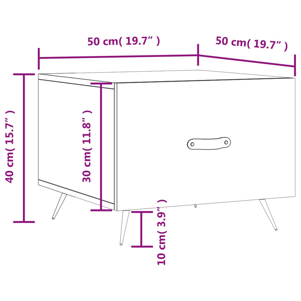 vidaXL sofaborde 2 stk. 50x50x40 cm konstrueret træ hvid højglans