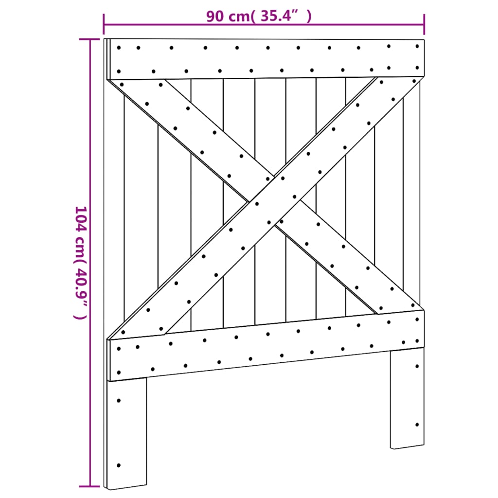 vidaXL sengegavl 90x104 cm massivt fyrretræ