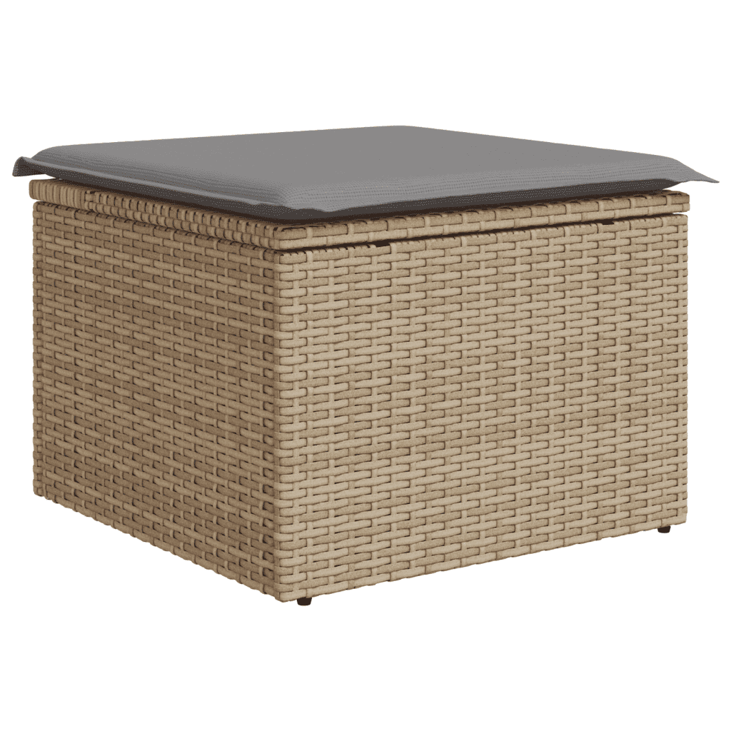 vidaXL havesofasæt 7 dele med hynder polyrattan beige