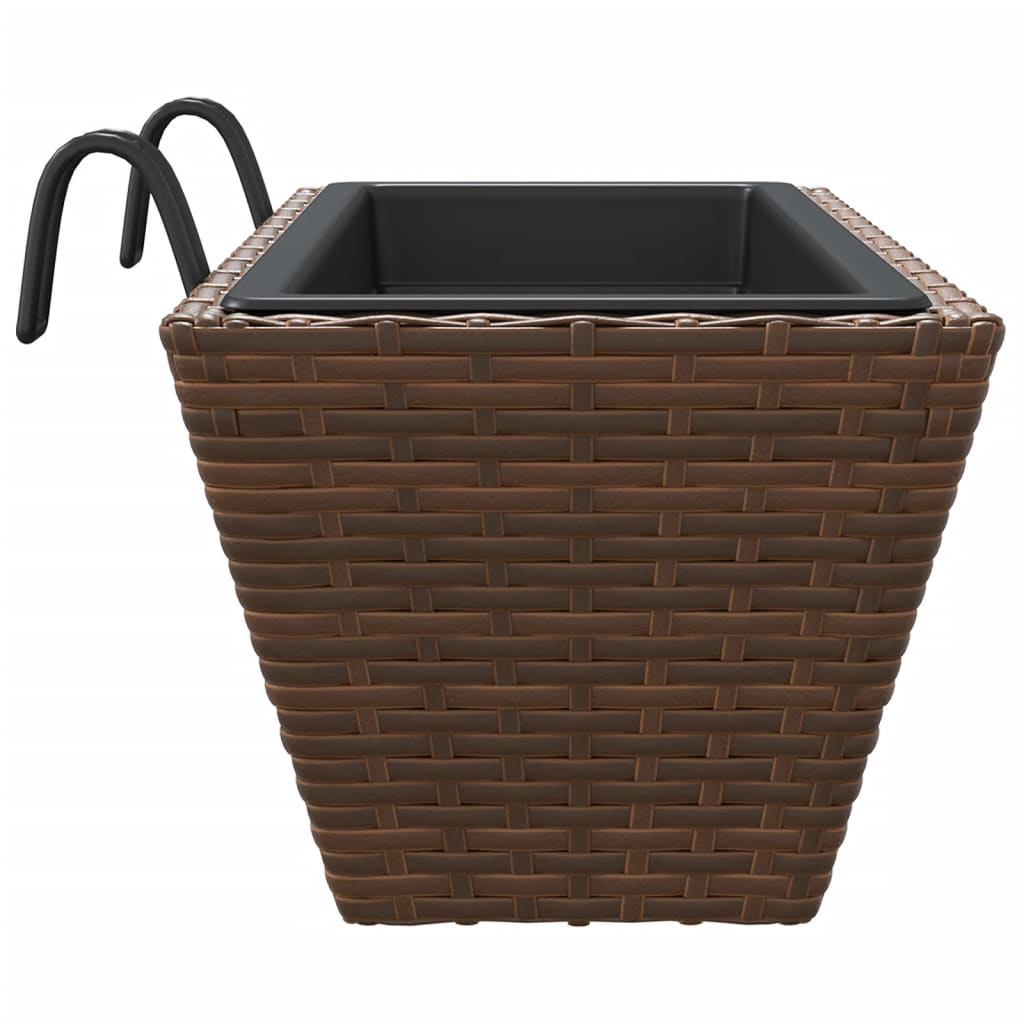 vidaXL plantekasser med kroge 2 stk. polyrattan brun