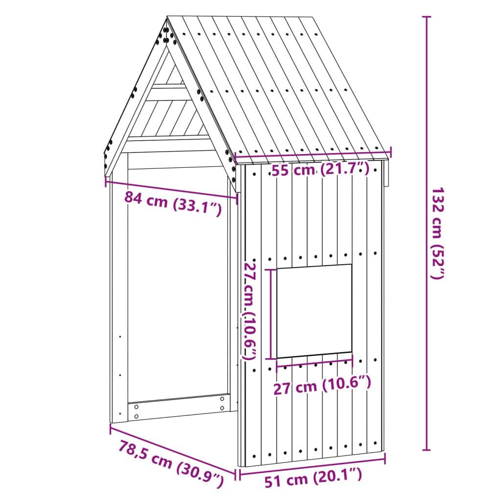 vidaXL stel til husseng 55x84x132 cm massivt fyrretræ