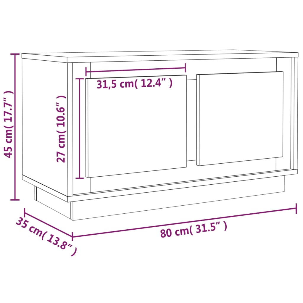 vidaXL tv-bord 80x35x45 cm konstrueret træ grå sonoma-eg