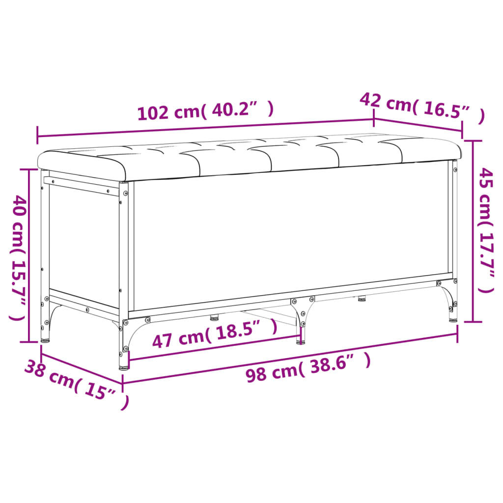 vidaXL skobænk 102x42x45 cm konstrueret træ sonoma-eg