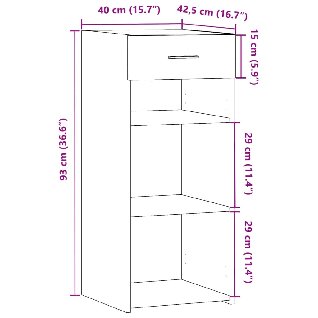 vidaXL skab 40x42,5x93 cm konstrueret træ røget egetræsfarve