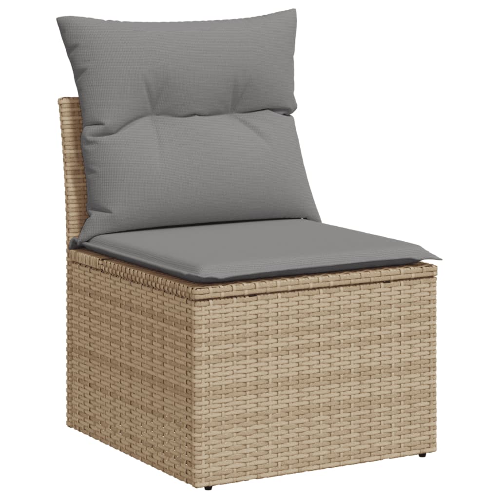 vidaXL havesofasæt 8 dele med hynder polyrattan beige