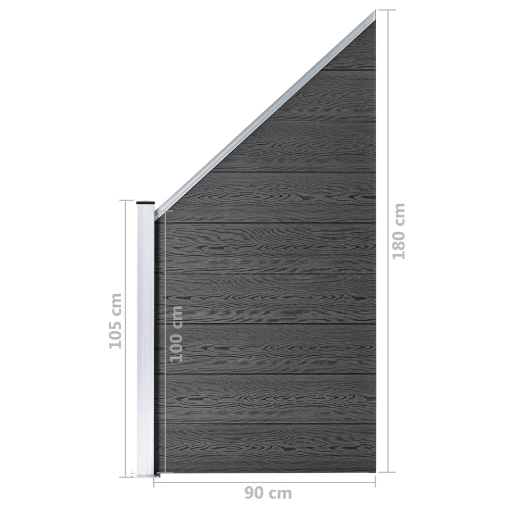 vidaXL hegnspanelsæt 965x(105-186) cm WPC sort