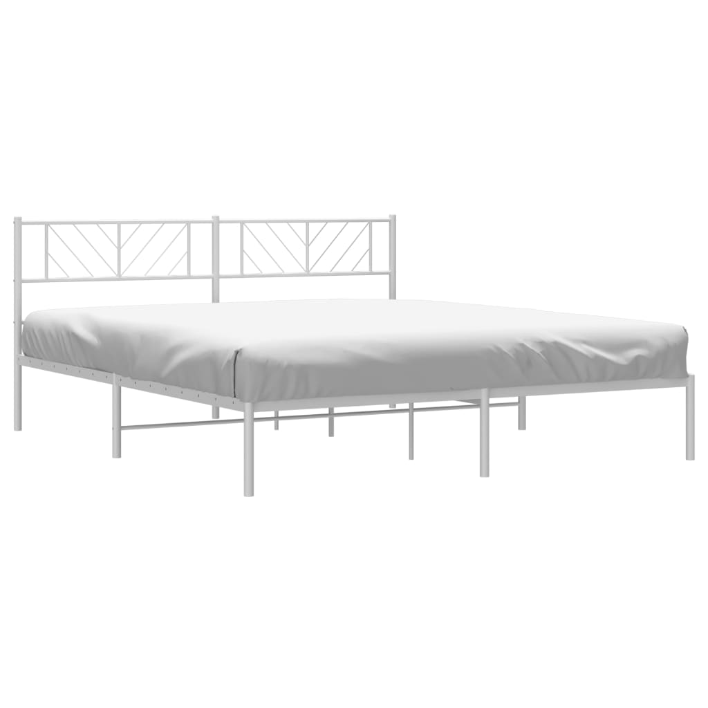 vidaXL sengeramme med sengegavl 193x203 cm metal hvid