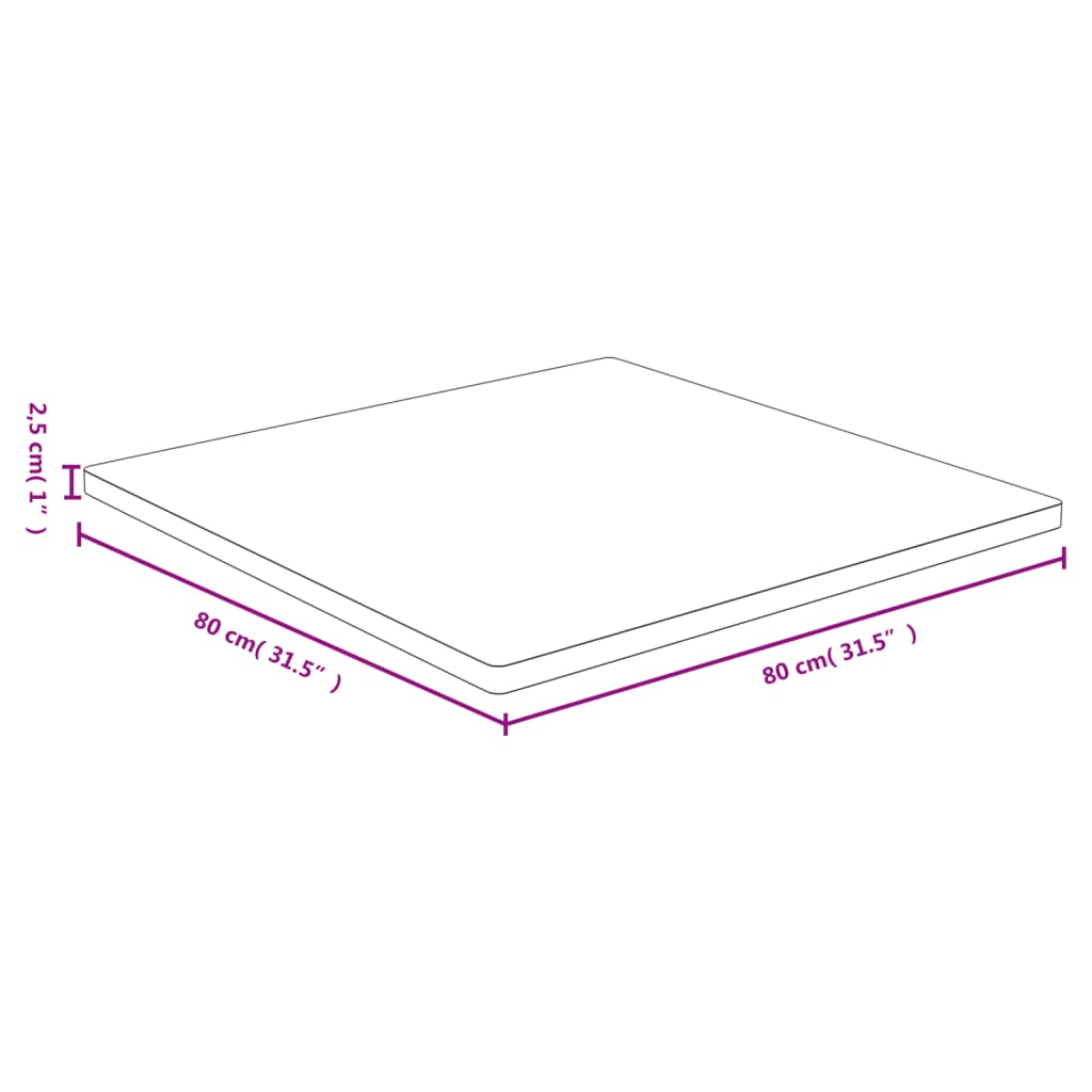 vidaXL bordplade 80x80x2,5 cm bambus