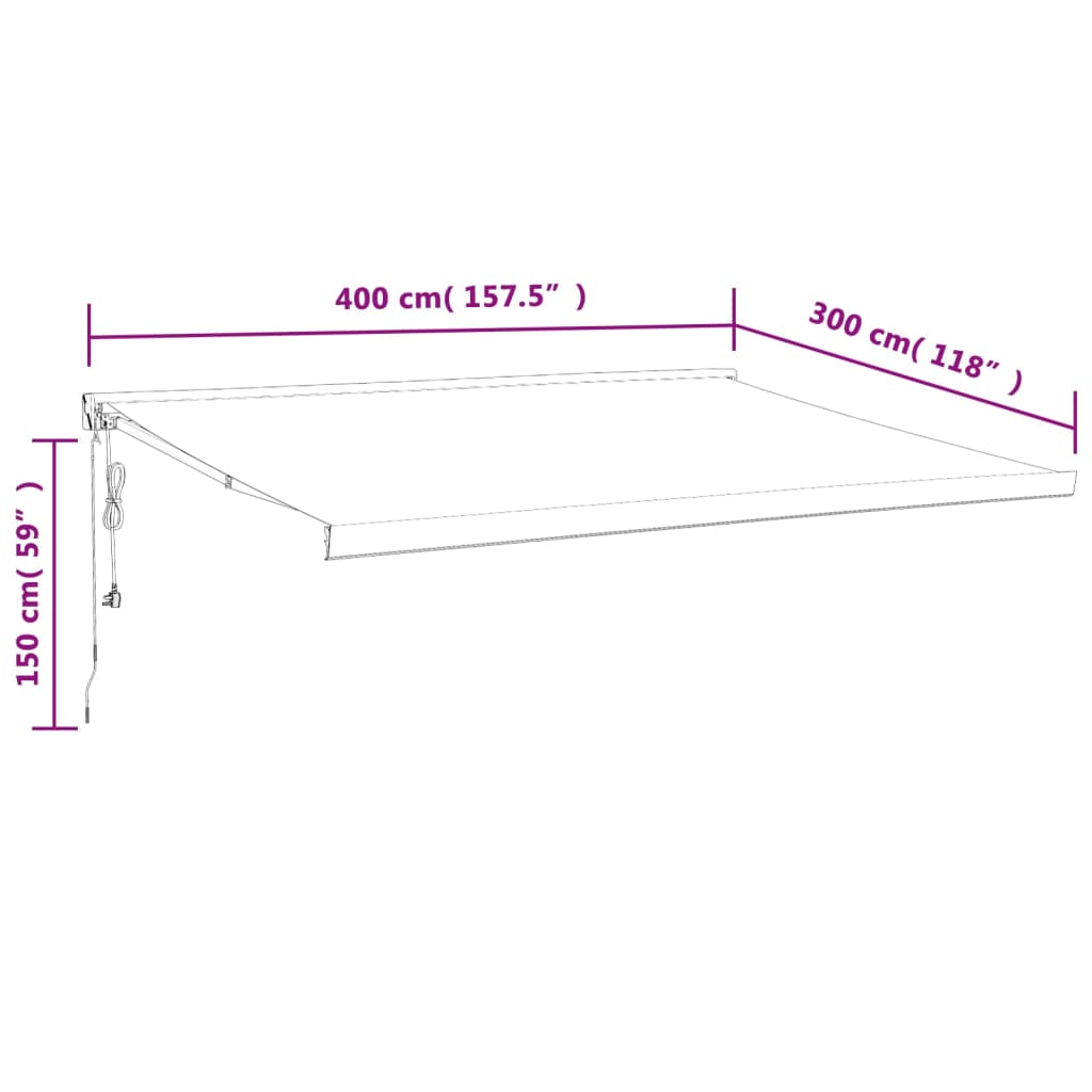 vidaXL foldemarkise 4x3 m stof og aluminium gul og hvid