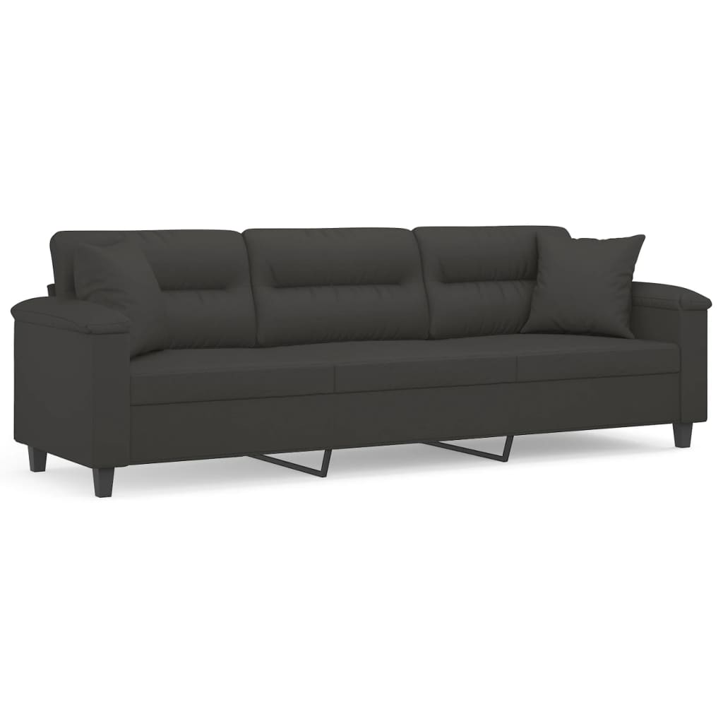 vidaXL 3-personers sofa m. puder hynder 210 cm mikrofiberstof mørkegrå